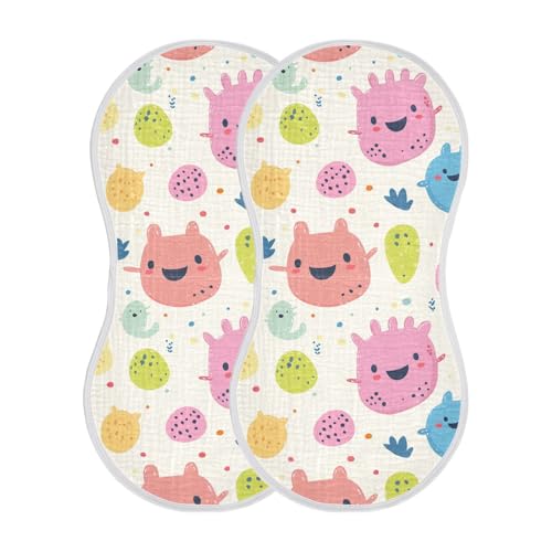 Cute Cartoon Monsters Cotton burping Cloth Soft and Absorbent Milk Spit Up Cloth for Set of 2, 22x11in