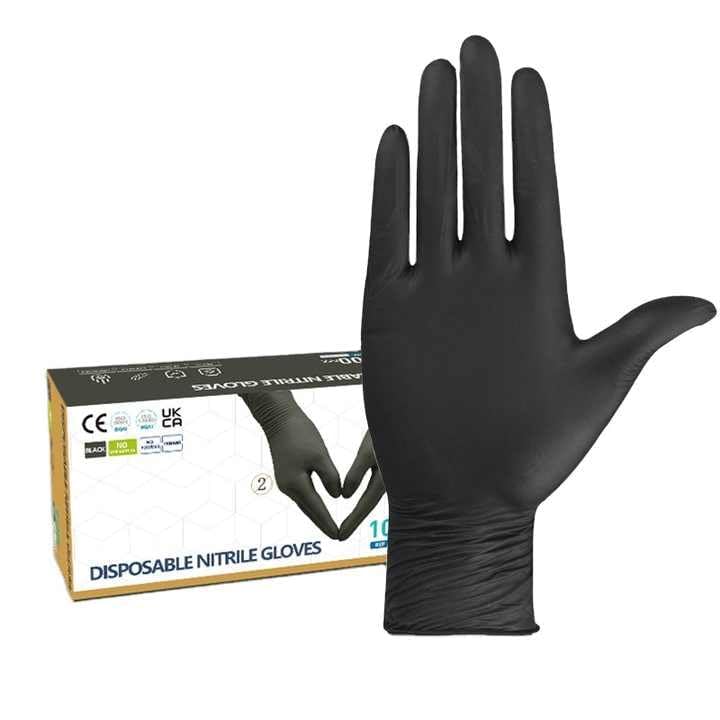 Gedikum 100x Nitrilhandschuhe Box Einweghandschuhe, Einmalhandschuhe, Untersuchungshandschuhe, puderfrei, ohne Latex, unsteril, latexfrei, disposible gloves Blau/Schwarz Gr. S-XL (Schwarz, S)