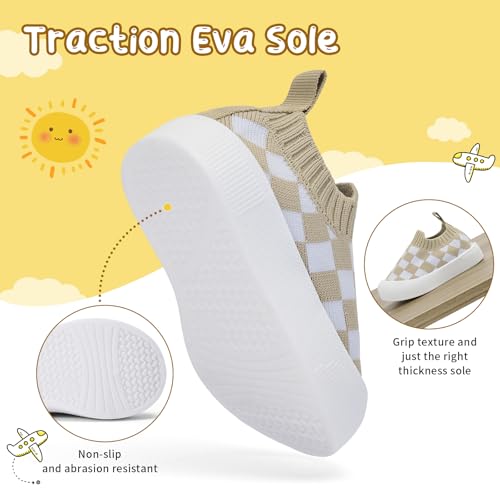 Image of BACSAC Baby Toddler Unisex Infant Shoes Boys Girls Beige Mesh Breathable Non-Slip Soles 6-36 Months