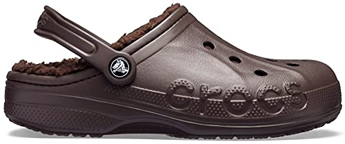 Image of Crocs Men's and Women's Baya Lined Clog | Fuzzy Slippers, Espresso /Espresso, 11 Women /9 Men