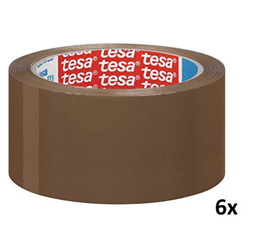 Preisvergleich Produktbild tesa Packband 4195, umweltfreundlich, temperaturbeständig, lösungsmittelfrei, hohe Qualität, braun, 6 Rollen