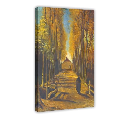 Toile Vincent Van Gogh Avenue des peupliers tableau de maître avec cadre suspendu
