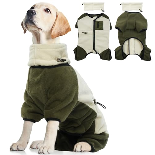 Hundepullover XL, Hundejacke Fleece Hundemantel für Mittlere Hunde Hunde Onesie Hundeoverall mit Beinen Hundepullover Hunter Fleece Anzug Hund (Beige, XL)