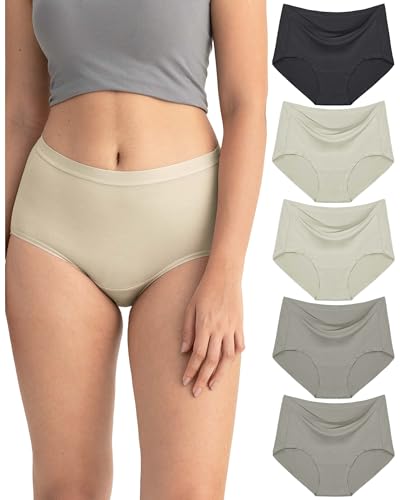 Neione Women High-Waisted Underwear No Show Panties Breathable Modal Full Briefs Moisture Wicking