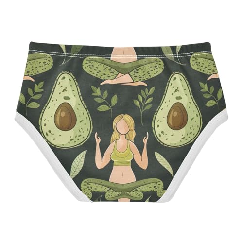 Toddler Briefs, Funny Avocado Green Girls Cotton Underwear, 2T–8 Years2