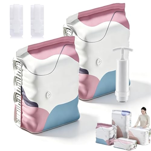 Image of No‑pump Vacuum Storage Bags - 3-Sec Fast Compression, 80% Space Saving, Upgrade Reusable Large 3d Cube Vacuum Seal Bags, Keeps Clothes Dry & Dust‑Free, Press & seal，L /31.5 x 39.4 x 11.8 in：2Pcs
