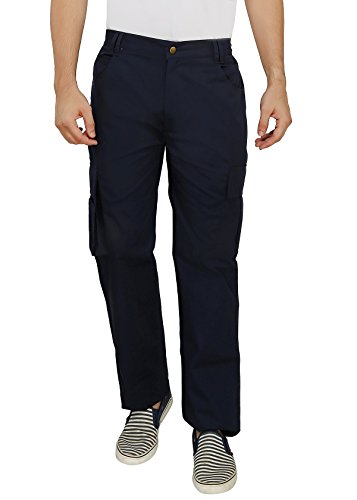 Image of ASHDAN Outdoor Solid Cargos. Regular Fit. Multi-Utility Pockets. Sturdy Polyester-Cotton Blended Cargo Trousers