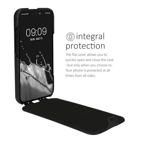 kalibri Flip Case Compatible with Apple iPhone 16 - Ultra Slim Leather Protective Phone Cover - Black - Image 3