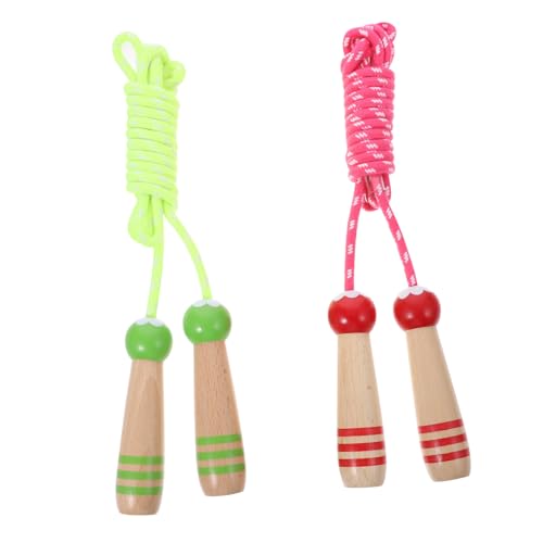 Frcolor 2個 可能な軽量コッ縄跳び 快適滑り止め木製ハンドル 用フィットネス運動バランス感覚養成用スキッピングロープ