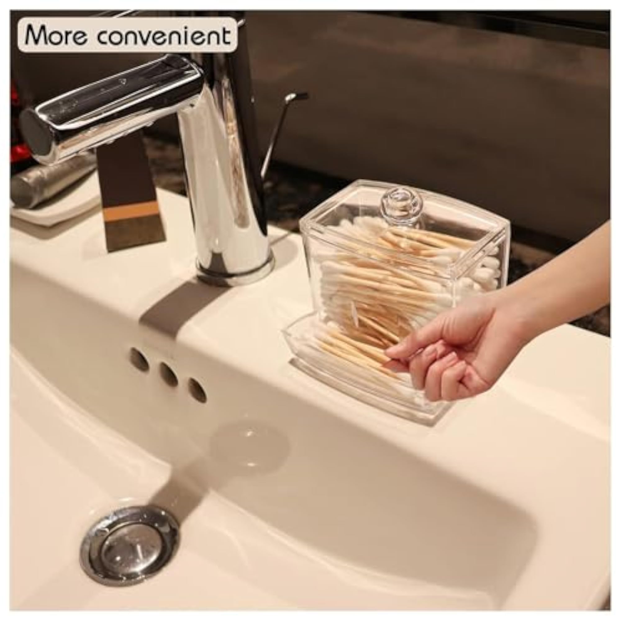 Transparent Cotton Holder Box with Lid, Makeup Organizer