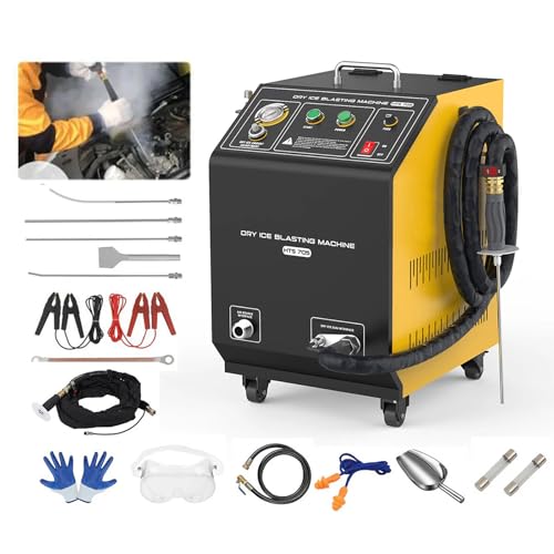 HTS705 Dry Ice Blasting Machine,5KG Capacity Industrial Dry Ice Blaster for Automotive Engine Cleaning,with Intelligent Control Panel & High-Efficiency Cleaning,Non-Abrasive,Non-Toxic Dry Ice Blasting
