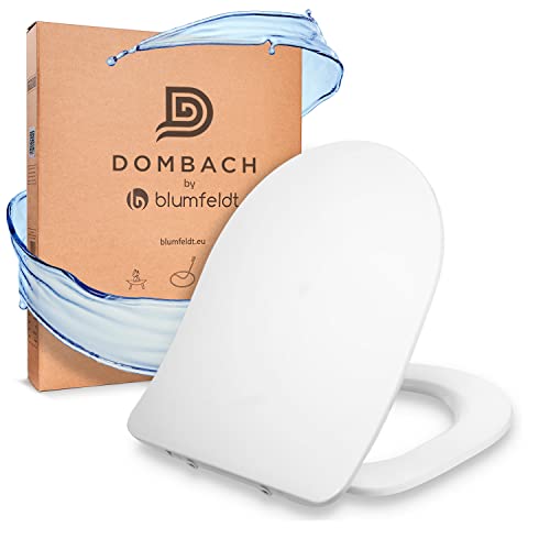 Dombach® Aliano Abattant WC avec Frein de Chute (Forme D, Blanc) - Premium Lunette WC Antibactérien - Lunette de Toilette Clipsable, Amortie, Ergonomique, Duroplast - Abattant Toilette, Cuvette WC