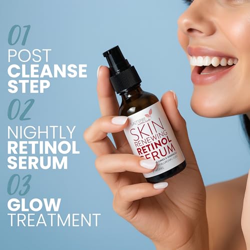 Image of Skin Renewing Retinol Serum - Anti-Aging Face Serum with Encapsulated Retinol, Peptides & Vitamin E | Reduces Fine Lines, Wrinkles & Dullness | 30 mL / 1 oz