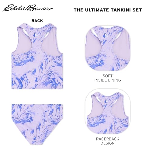 Image of Eddie Bauer Girls' UPF 50+ Swim Bikini Bottom and Racerback Tankini Set