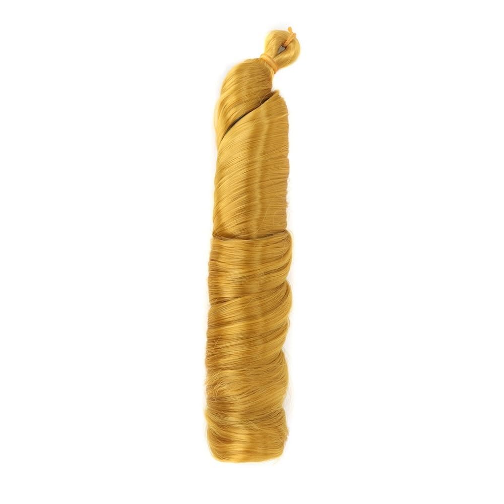 French Curl Braiding Hair 24 cale 6 sztuk Bouncy Loose Wave Peruki Szydełkowe warkocze Przedłużenia dla Kobiet Włosy Klip In (GOLD#)