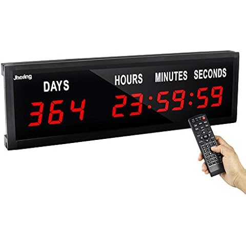 Jhering LED Countdown Clock with Remote, Days Hours Minutes and Seconds, Digital Wall Clock 1.8'' 9 Digits Cover