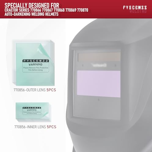 Image of 770856 Welding Helmet Clear Cover Lens Kit, Inside Outside, 10 Pack