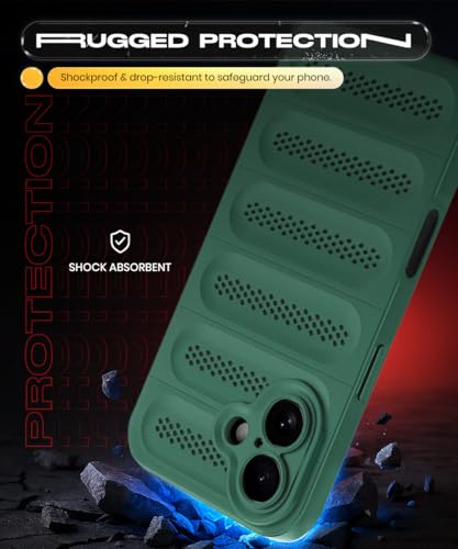 Image of WOW IMAGINE Ultimate Silicone Back Cover Case for iPhone 16 | Heat Dissipation Thin Soft TPU | 360 Camera Protection | Breathable Cooling Holes - Forest Green