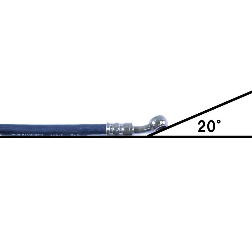 50cm/500mm ラバーブレーキホース クラッチホース 純正風 フロント リア 兼用 ゴムホース ブラック 角度ストレート＆20°油圧