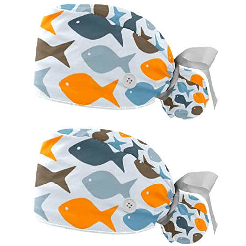 Chapeaux de travail anti-transpiration JDEZ casquettes bouffantes motifs poissons ultra légers