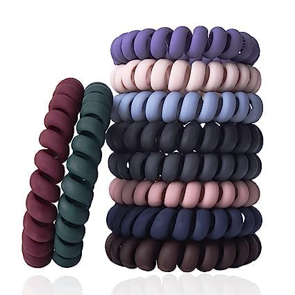 VMITRA Pack of 6 Multicolor Spiral Hair Ties Coil Elastics for All Types of Hair Bands for Curly Straight Frizzy Dry Hair No Crease Coils Telephone Cord Plastic Hair Ties for Women and Girls