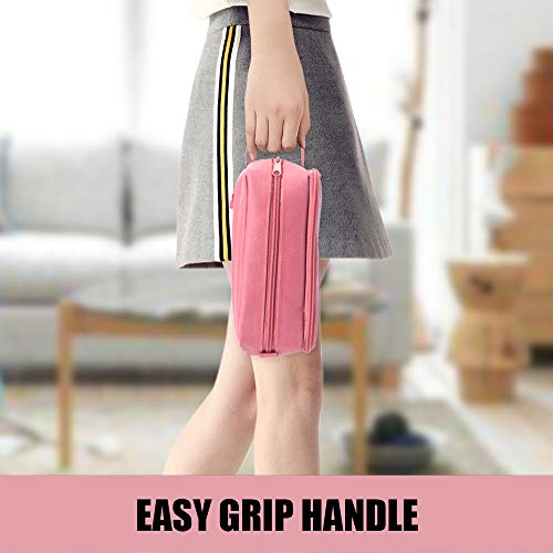 Image of Sooez High Capacity Pencil Case, Big Pencil Bag Pouch Box Organizer Pen Case, Portable Journaling Supplies with Easy Grip Handle & Loop, Asthetic Supply for Girls Adults, Pink