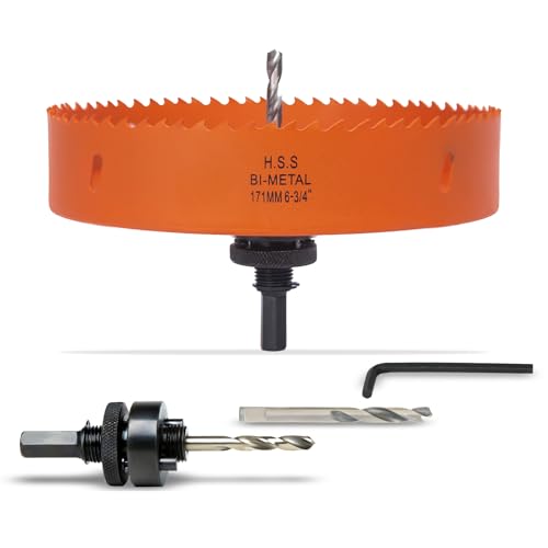 6-3/4 inch Hole Saw for Wood, Metal, Plastic &amp; Drywall, with Arbor