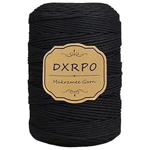 DXRPO Schwarzes Makramee Garn 3 mm x 300 m