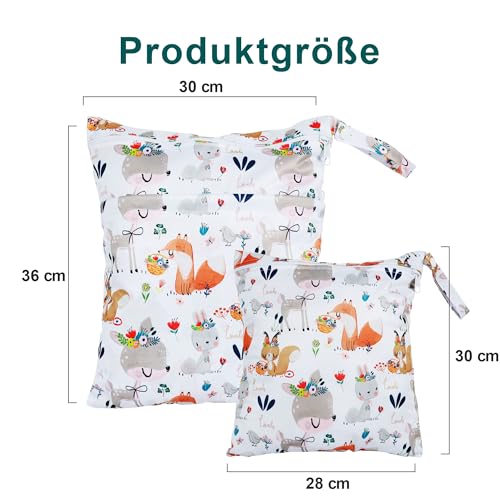 Loscarol 2 Stück Wetbag Groß Kindergarten für Baby Personalisiert Nappy Bag, Lässig Nasstasche Wechselwäsche Schwimmsachen wasserdichte Windeltasche, Klein Bikini Wet Bag Schwimmen Set (Rabbit)