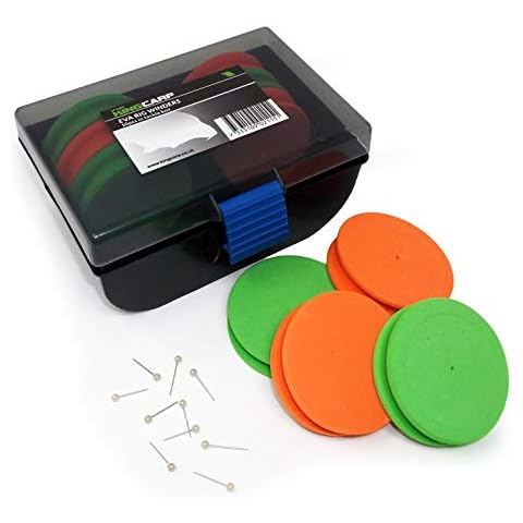 KINGCARP - RIG WINDERS In a Tackle Box With Pins - Pack of 10 Quality High Density Foam 65mm x 17mm - Assorted Colours to Keep Your Sea and Coarse Fishing Rigs Organised and Tangle Free [19-0409] Cover