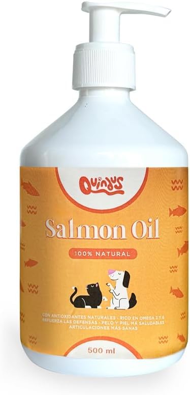 QUINDU'S - Aceite de Salmón Puro para Perros y Gatos 1000g | Complemento Alimenticio con Omega 3 para Articulaciones y Piel | Suplemento para Pelaje Brillante y Sistema Inmune Fuerte