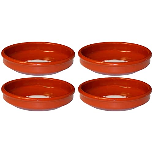 Acan Tradineur - Pack de 4 Cazuelas Redonda de Barro - Apta para vitro y Horno - Ideal para guisos y asados caseros - Ø 18 cm.