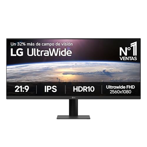 LG 29U511A-B - Monitor UltraWide 29" (2560x1080), 21:9, Panel IPS UWFHD, HDR10, 100Hz, 5ms (GtG), Super Resolution+, Negro con Textura, FlickerSafe, Dual Controller, Inclinación Ajustable, Multitarea