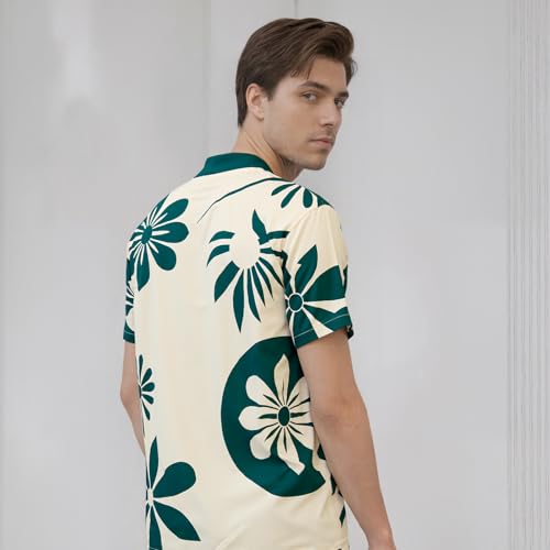 Image of Men's Hawaiian Shirt Tops Vintage Short Sleeve Button Down Beach Shirt Male Tropical Floral Summer Pullover Party Holiday