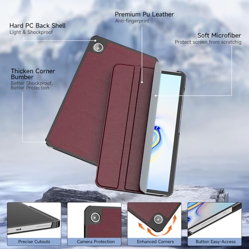 Image of YRH for Samsung A9 / A11 Tablet Case 8.7 inch, Slim Light Stand PU Lether Cover for Galaxy Tab A9 / A11 Tablet Case, Wine
