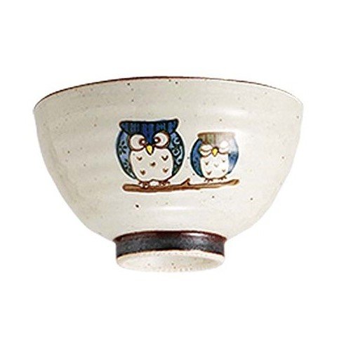 Saikai Pottery Pair Blue Owl Japanese Bowl for rice L size 38846 from Japan