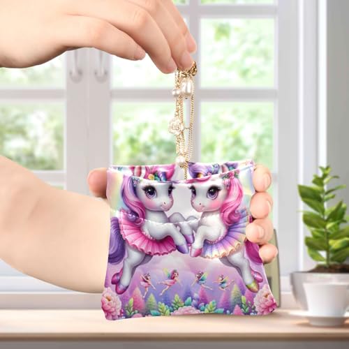 Cute Horse Ballerinas Coin Purse Leather Pouch Change Purse, Squeeze Coin Pouch for Cards, Keys & Lipsticks, Unisex4