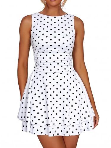 Image of Kaximil Women's Ruffle Hem Boat Neck Mini Dress Sleeveless Ruched Corset Short Party Dresses