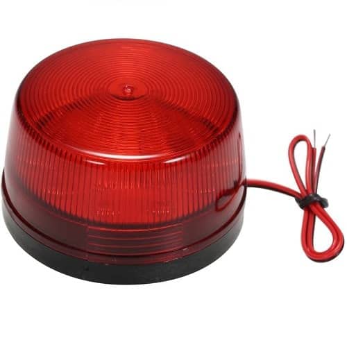 AUTOZOCO Luz de Alarma Advertencia Intermitente Estroboscópica, Luz de Advertencia Intermitente, Luz Señalización LED, 12 V CC., 50 mA / 30 mA., 7 cm Diámetro, LED Rojo, Incluye Soporte y Tornillos