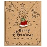 XAM Christmas Alloy Pendant Necklace - Adjustable Santa, Reindeer, Wreath, Snowflake, and Candy Cane Charms on Holiday Card bell
