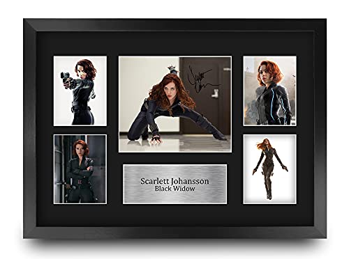 Tableau Scarlett Johansson Black Widow encadré A3 avec autographe de qualité HWC Trading
