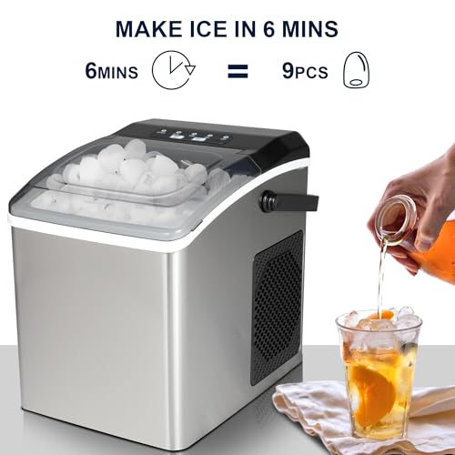 Image of Koolatron Countertop Ice Maker - Maquina para Hacer Hielo en Casa, Nugget Ice Maker Makes 9 Pebble in 6 Mins, Portable Self‑Cleaning Ice Machine, 26 Lbs /Day, Stainless Steel