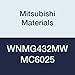 Mitsubishi Materials WNMG432MW MC6025 CVD Coated Carbide WN Type Negative Turning Insert with Hole, MW Breaker with Wiper, Trigon, 0.5" IC, 0.187" Thick, 0.031" Corner Radius (Pack of 10)