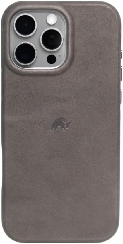 Bullstrap Flex Leather Case for iPhone 16 Pro Max w/TPU Rim for Extra Corner Protection | MagSafe Compatible Premium Full-Grain iPhone 16 Pro Max Leather Case w/Beautiful & Unique Patina | Black