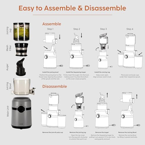 Image of Glen Cold Press Juicer for Home, 200W, 108mm Large Feed, 800ml Juice & 700ml Pulp Cup, 2 Size Filter, Low Noise RPM, Fruit & Vegetable Slow Juicer Machine, Easy Clean - SA-4015HSJ