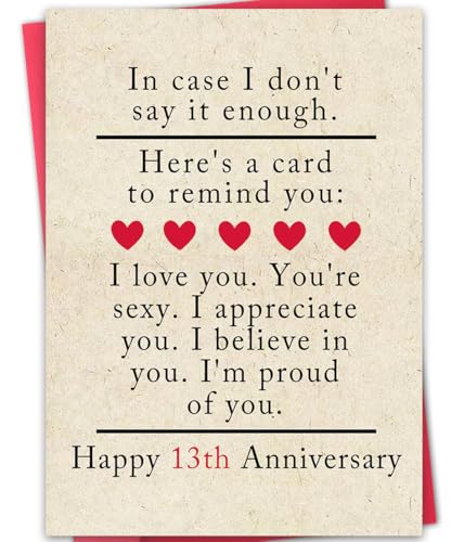 ATTLVV 13th Anniversary Card,13 year Wedding Anniversary Card Gifts for Him Her,Lace Anniversary Cards Decoration for Husband Wife