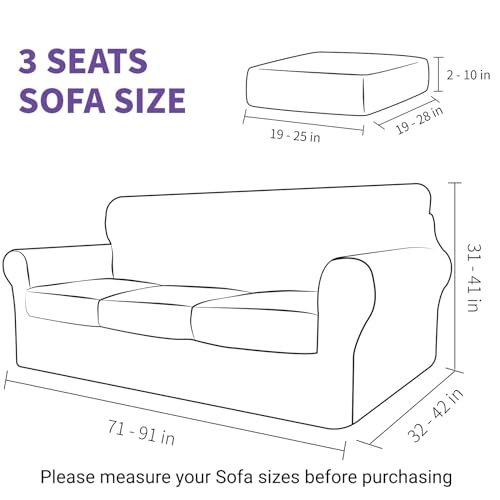 Znsayotx NBT-001 Luxury Velvet Couch Cover 4 Piece Stretch Sofa Covers For 3 Cushion Couch Thick Soft Spandex Sofa Slipcover Living Room Anti Slip Dogs Pet Furniture Protector thumb #5