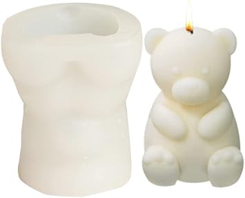 3D Teddy Bear Silicone Mould, Cute Animal Candle Moulds for Candle Making, Fondant Chocolate Aromatherapy Soap Making Mould for Handmade Gift Home Decoration