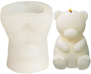 3D Teddy Bear Silicone Mold, Cute Candle Mold for Candle Making, Resin Molds for Scented Candles Soaps Making, Resin Casting,Soap DIY Mould