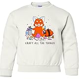 inktastic Red Panda Craft All the Things Youth Sweatshirt Youth X-Small (2-4) White 387b3